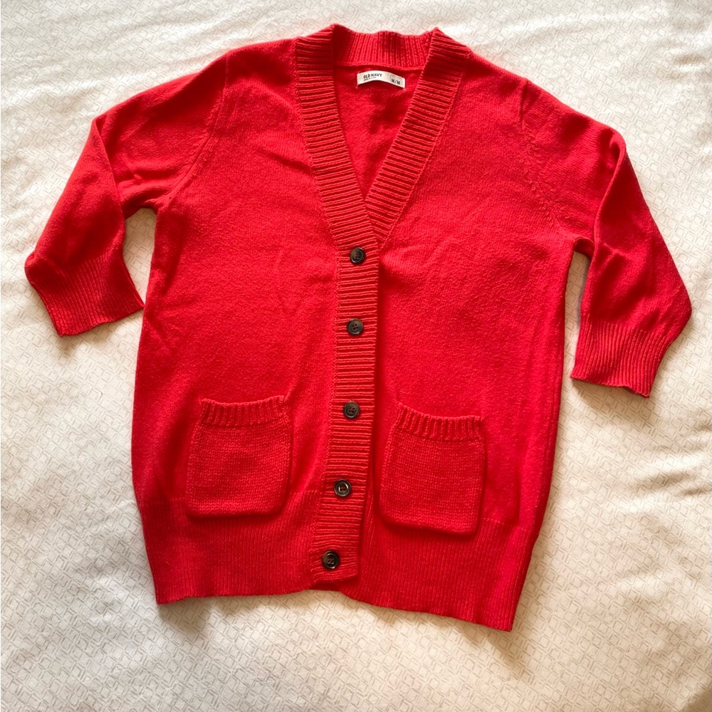 Old Navy orange 3/4 sleeve cardigan sweater